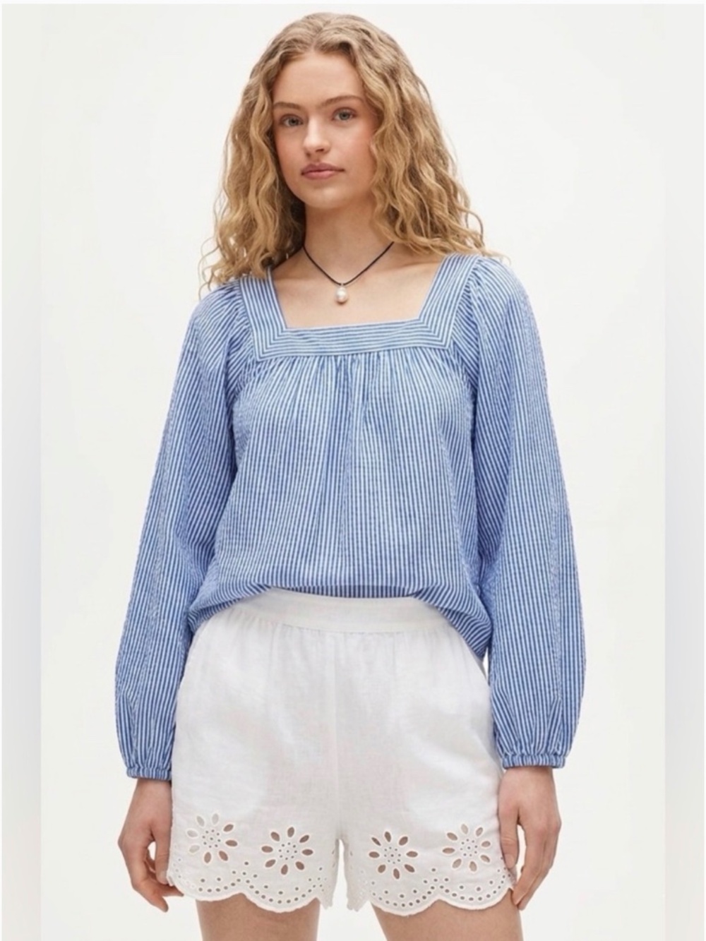 J Crew NWOT striped square neck blouse large